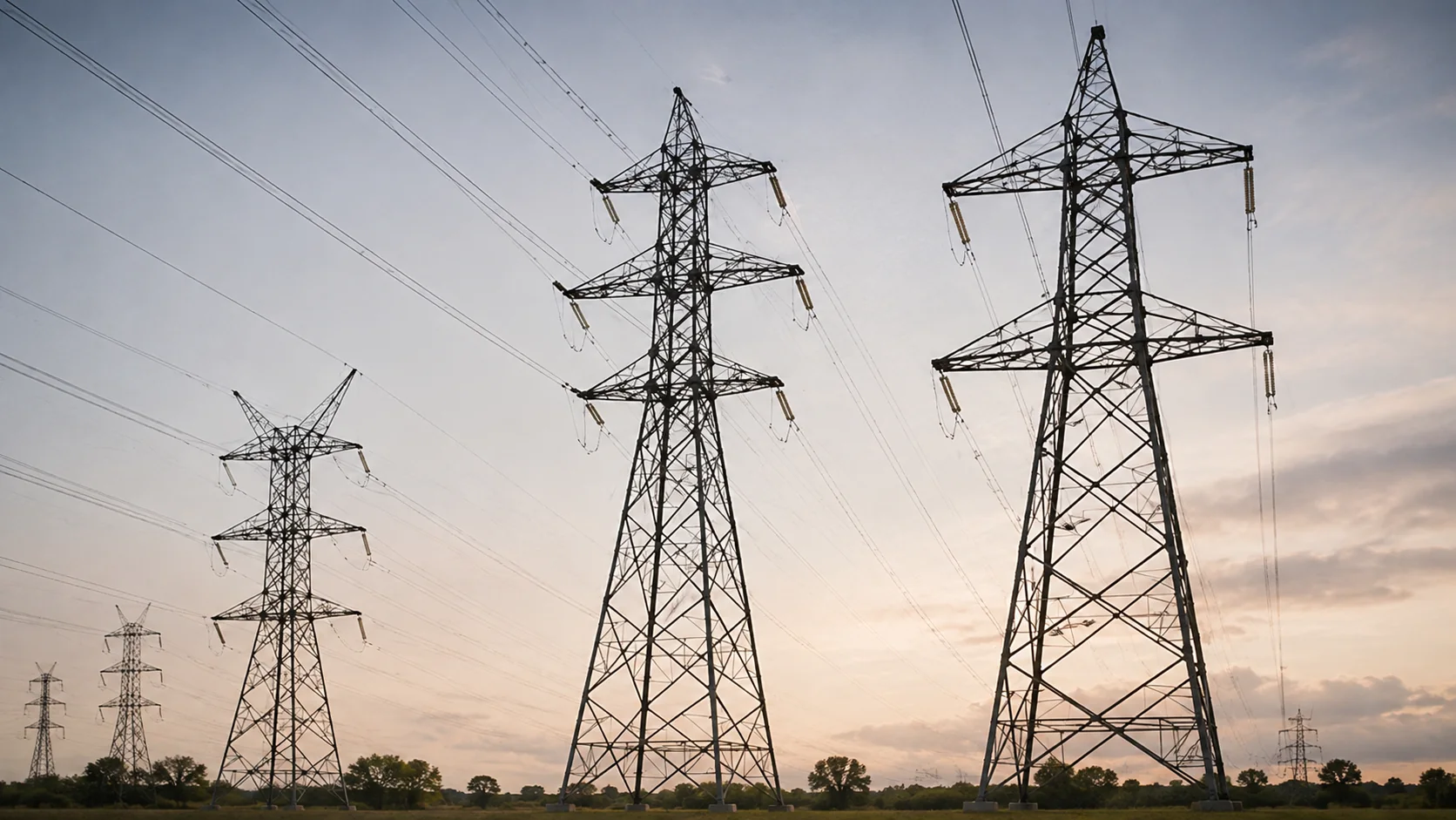 High-voltage electricity transmission towers