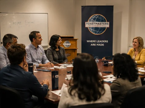 Toastmasters speaker addressing a club audience